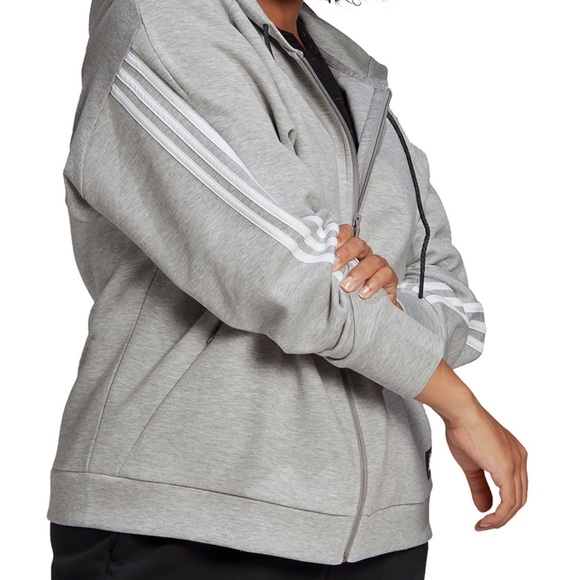 Women Adidas Full Zip Stripe Hoodie - Picture 6 of 8